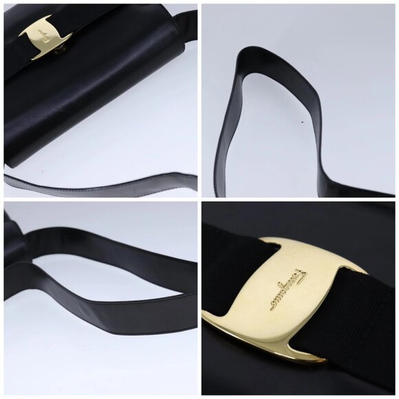 Salvatore Ferragamo Vala Shoulder Bag Leather Black Gold Auth 109105 - Picture 16 of 16